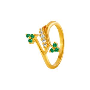 22KT Yellow Gold And American Diamond Ring For Women