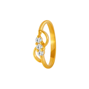 22KT Yellow Gold And American Diamond Ring For Women
