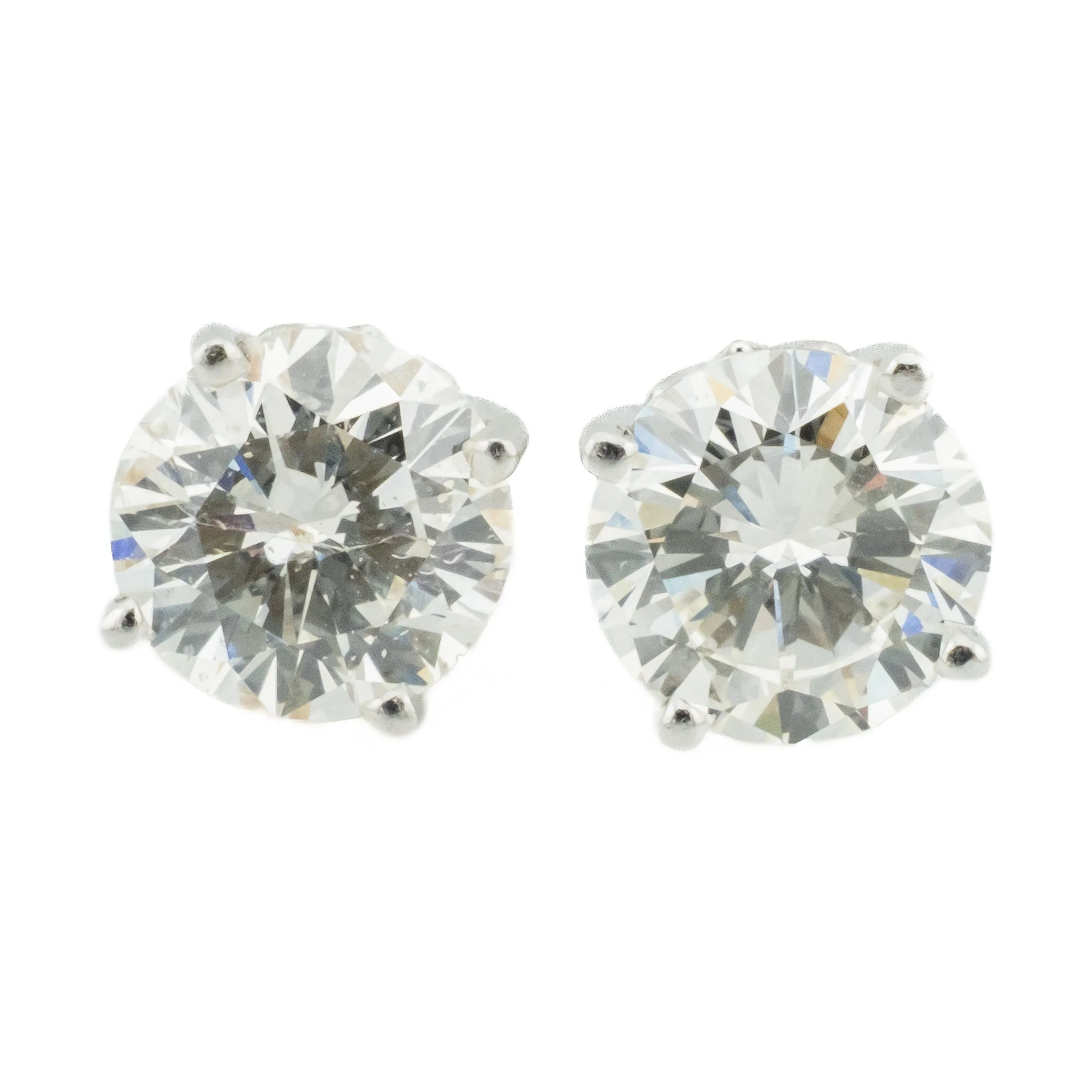 2.60ctw Round Diamond I1/L Solitaire Stud Earrings in 14K White Gold