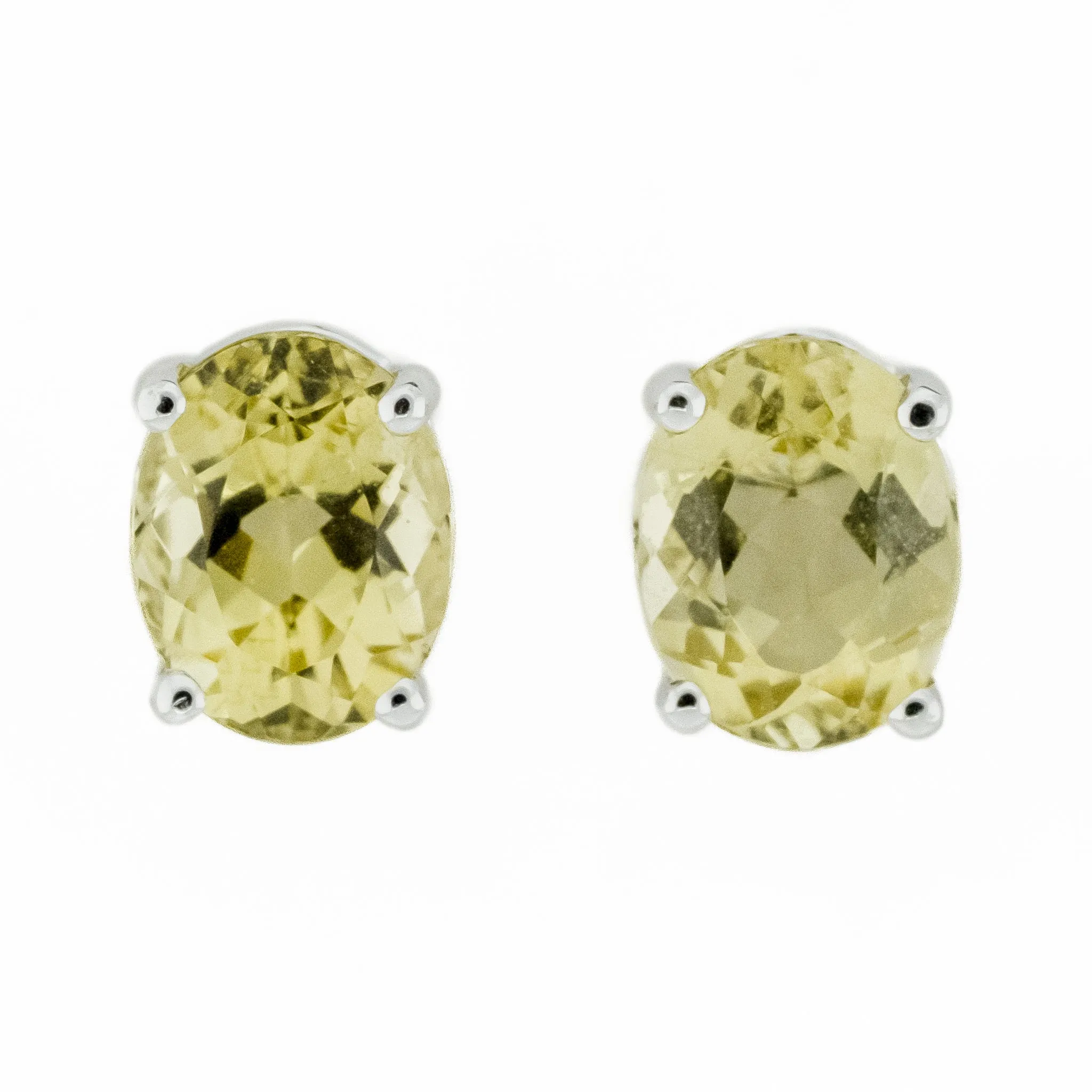 3.48ctw Golden Beryl Stud Earrings in 14K White Gold