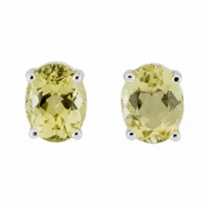 3.48ctw Golden Beryl Stud Earrings in 14K White Gold