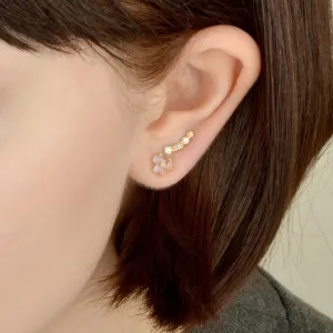 4-Stone Round & Baguette Diamond Climber Earrings