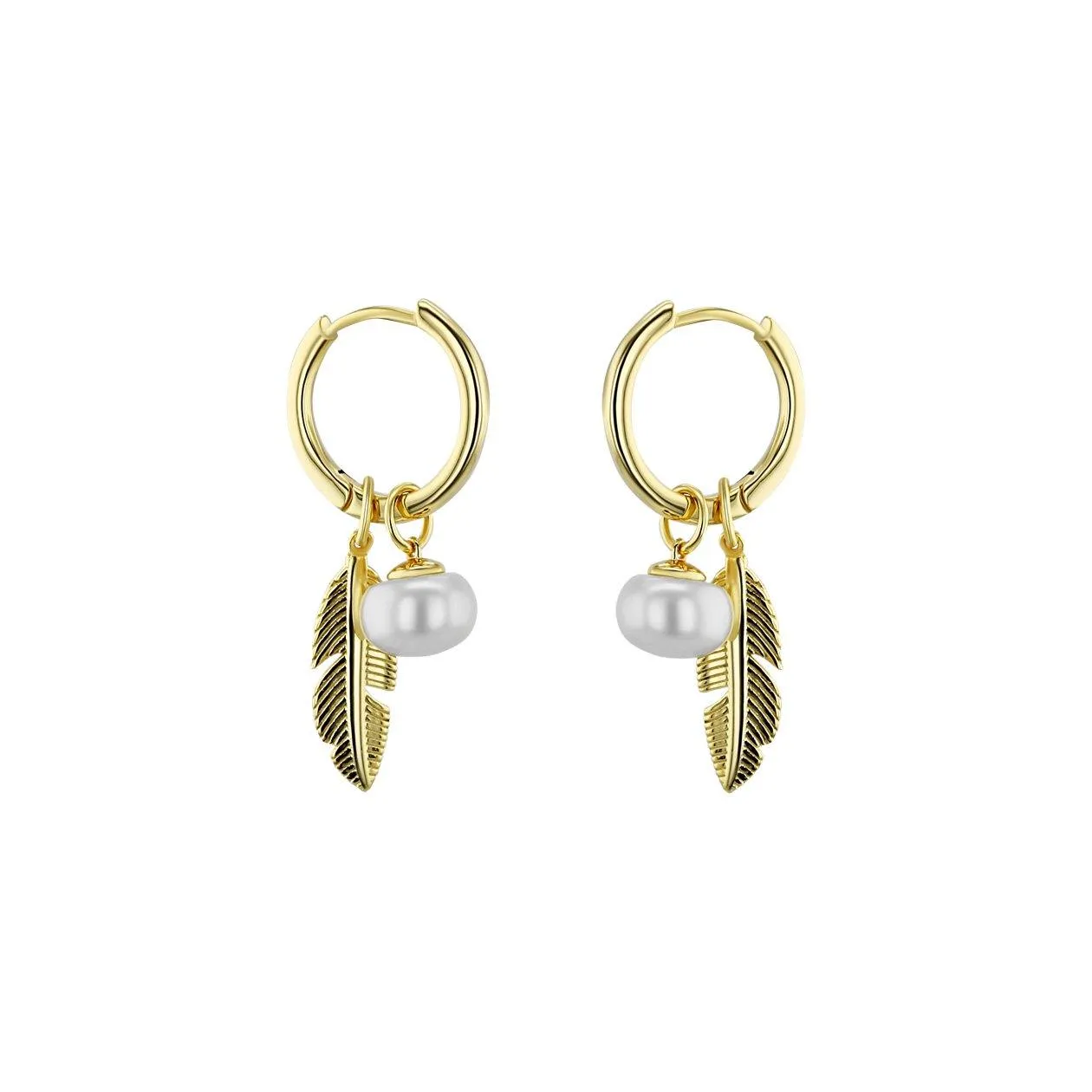 925 Silver earrings gilded with 18k yellow gold assembled with freshwater pearls