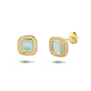 925 Silver earrings gilded with 18k yellow gold assembled with green Amethyst and zirconium oxide