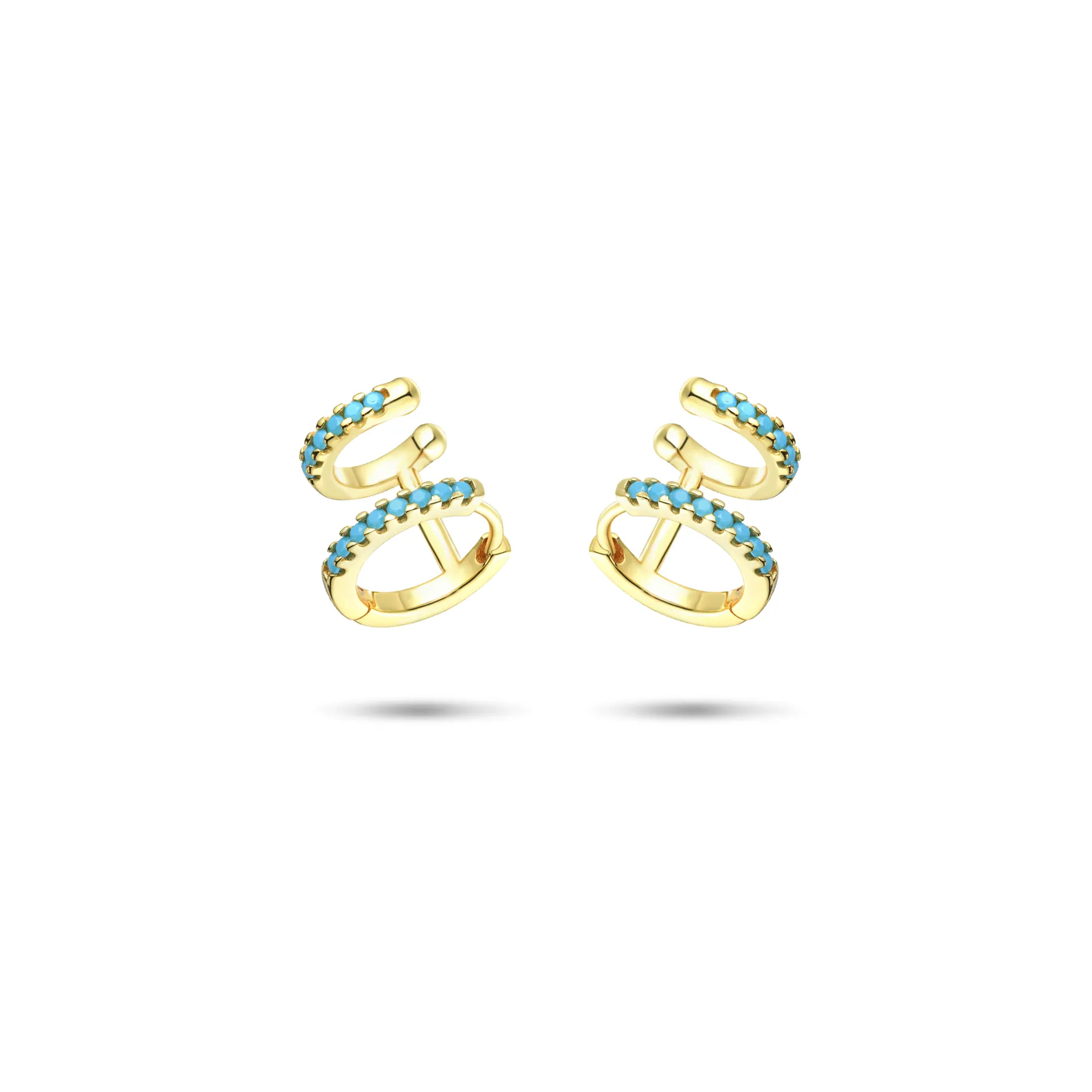 925 Silver earrings with 18k yellow gold plating and Turquoise