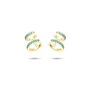 925 Silver earrings with 18k yellow gold plating and Turquoise