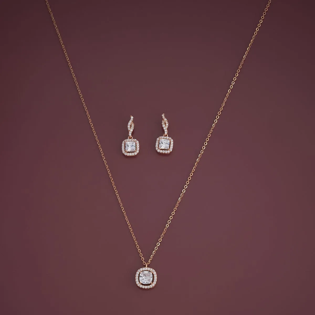 92.5 Silver Pendant with Chain and Earring Set 180979