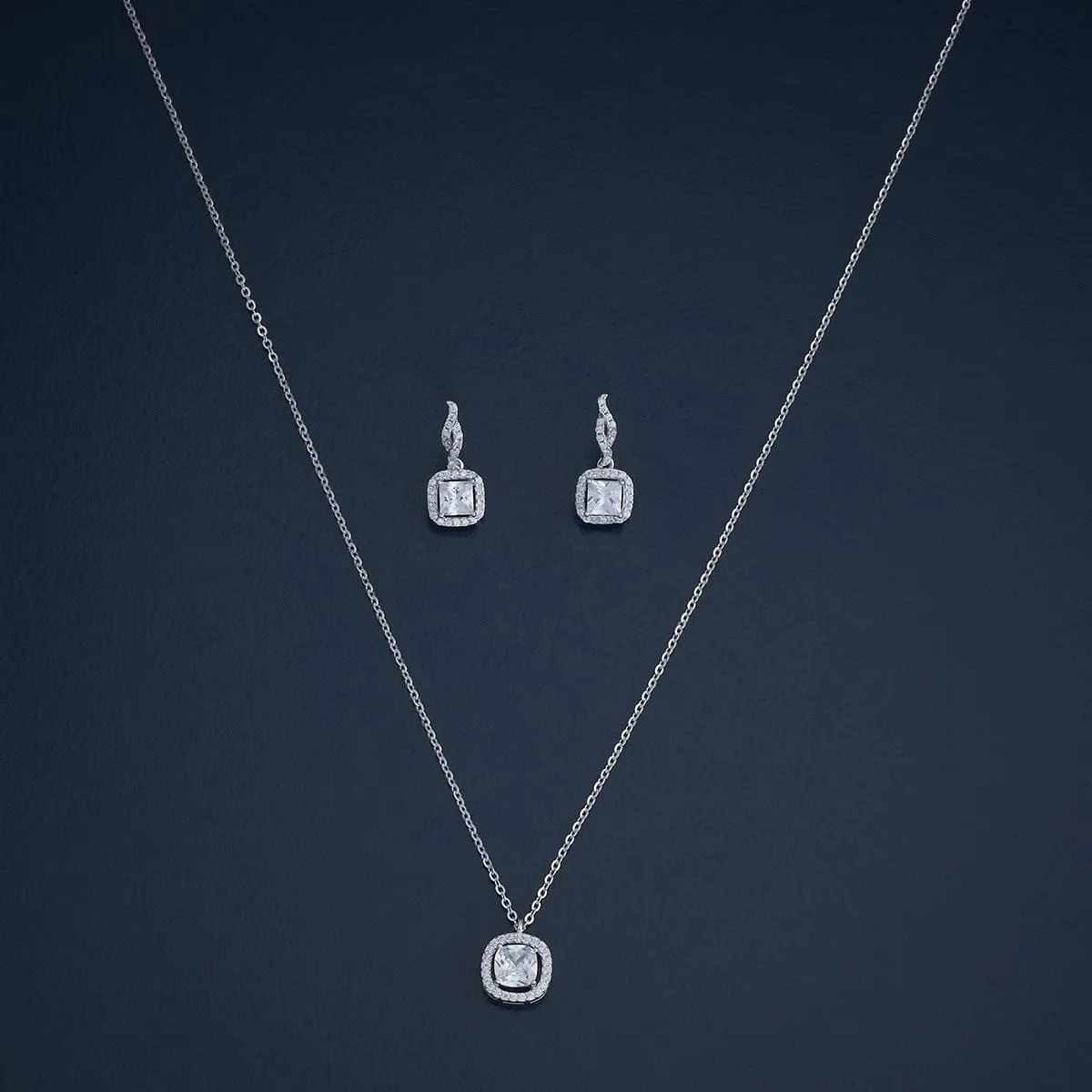 92.5 Silver Pendant with Chain and Earring Set 180979