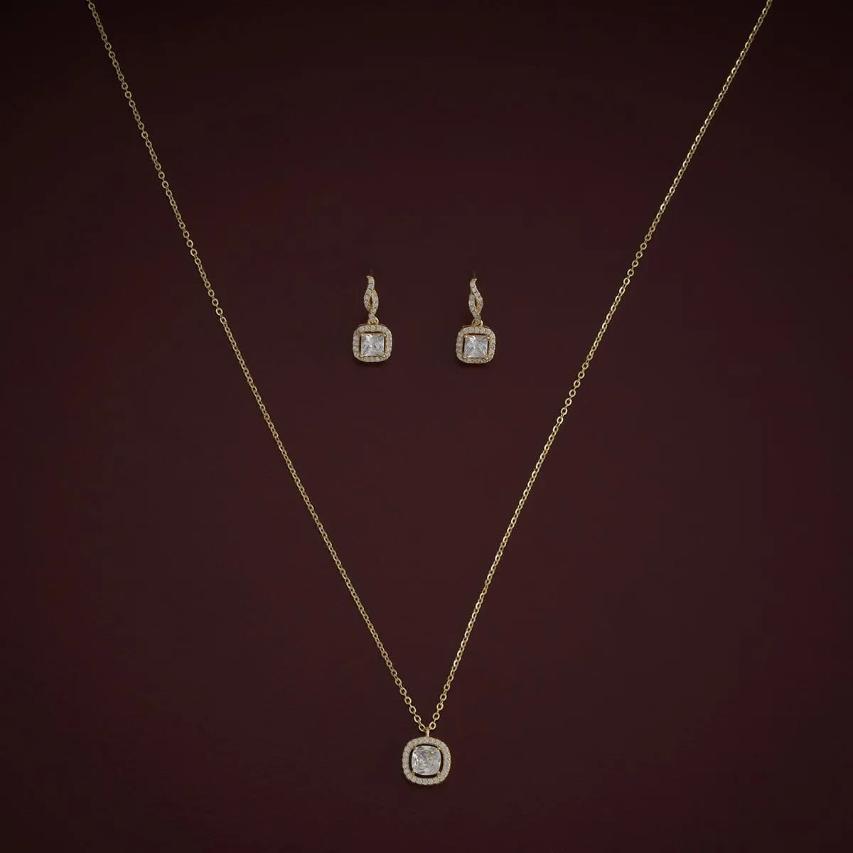 92.5 Silver Pendant with Chain and Earring Set 180979