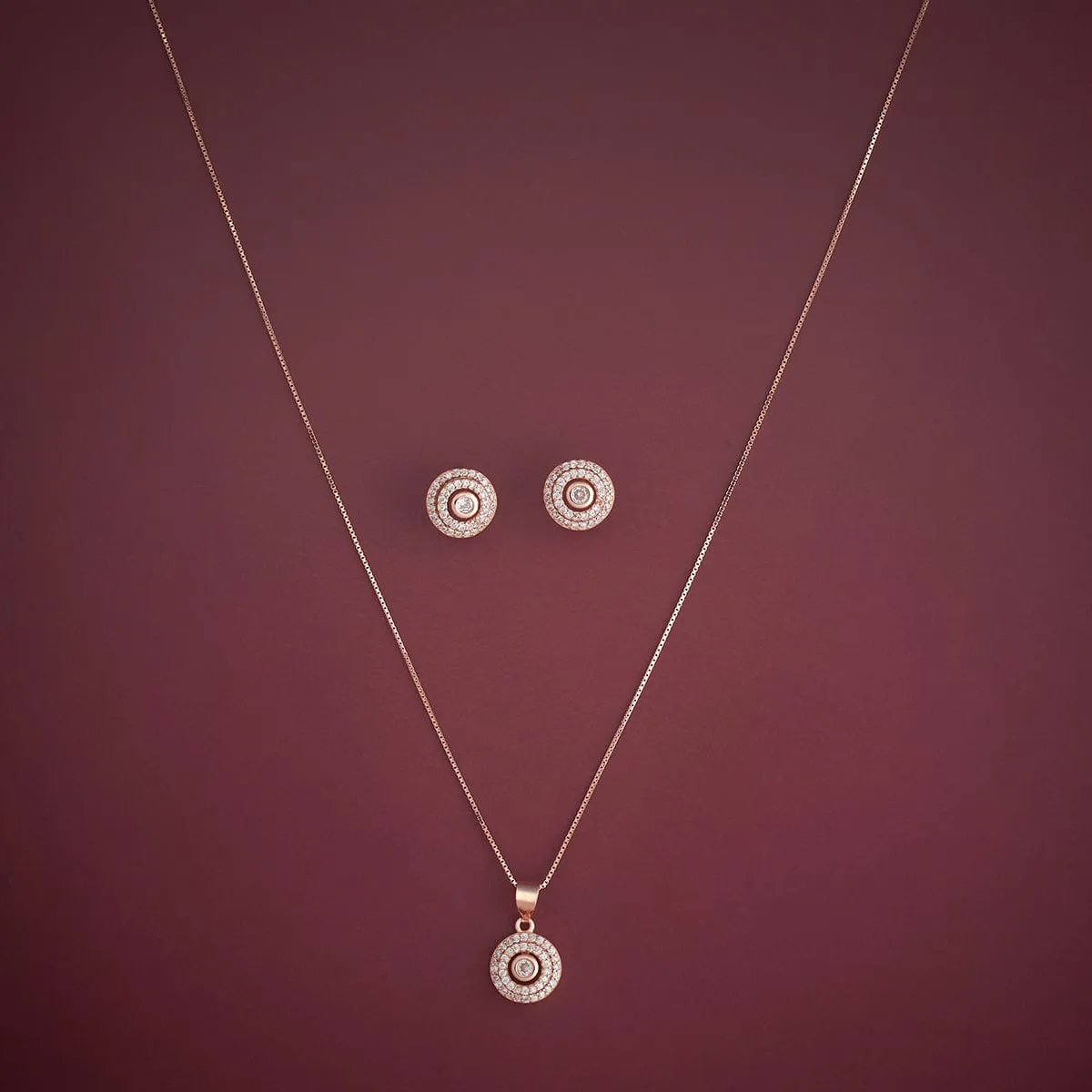 92.5 Silver Pendant with Chain and Earring Set 182936
