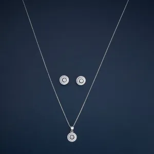 92.5 Silver Pendant with Chain and Earring Set 182936