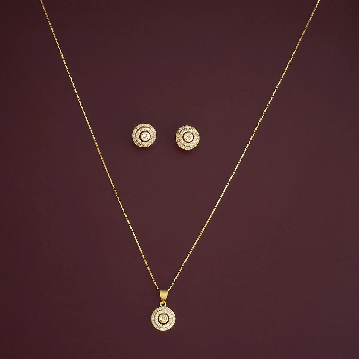 92.5 Silver Pendant with Chain and Earring Set 182936