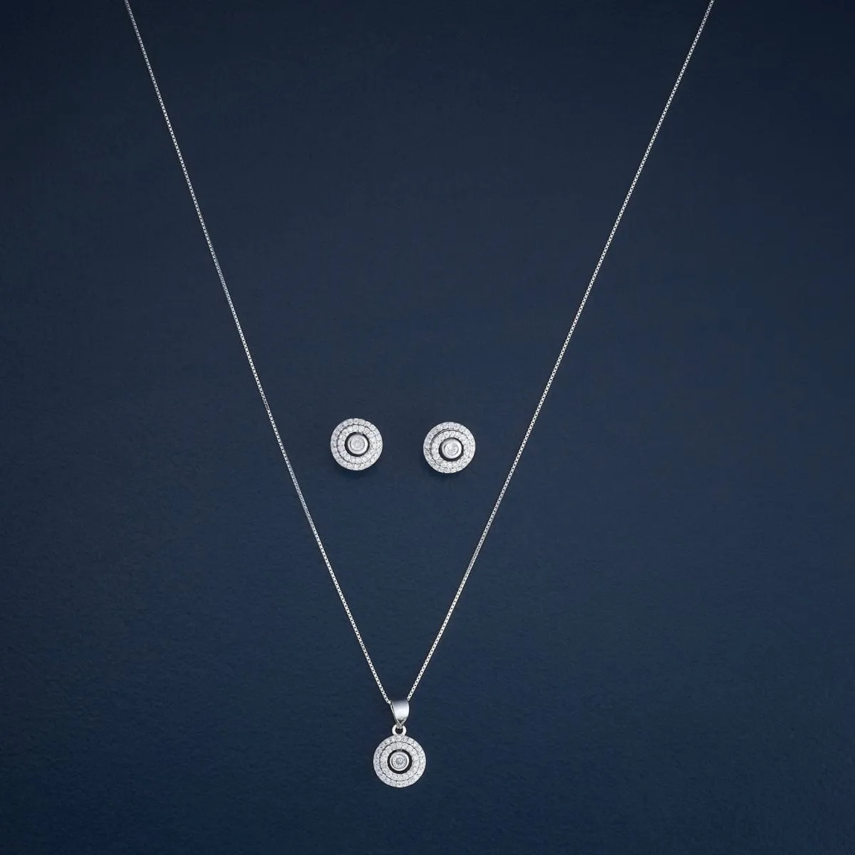 92.5 Silver Pendant with Chain and Earring Set 182936