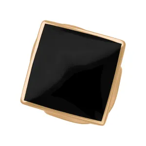9ct Rose Gold Whitby Jet Hallmark Medium Rhombus Ring