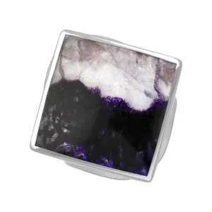 9ct White Gold Blue John Hallmark Medium Rhombus Ring