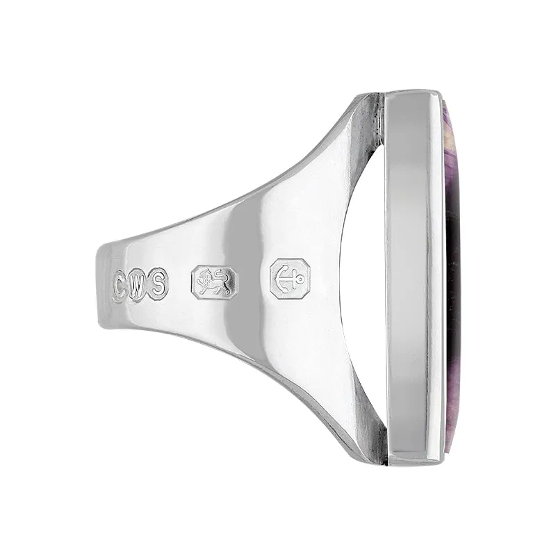 9ct White Gold Blue John Hallmark Medium Square Ring