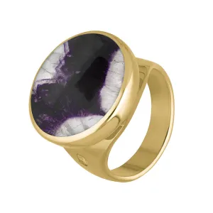 9ct Yellow Gold Blue John Hallmark Small Round Ring