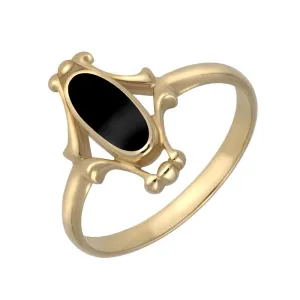 9ct Yellow Gold Whitby Jet Oval Fancy Ring