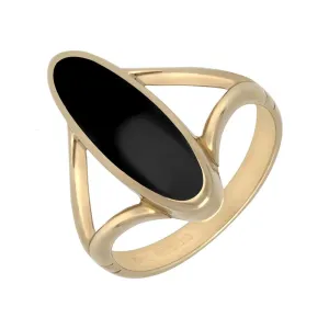9ct Yellow Gold Whitby Jet Oval Shaped Ring
