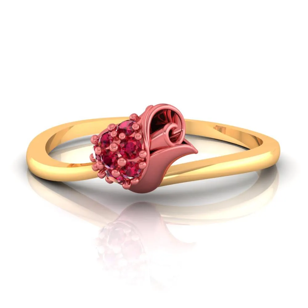 A Ring Made Of 22k Gold Featuring A Yellow Pattern And Red Stones