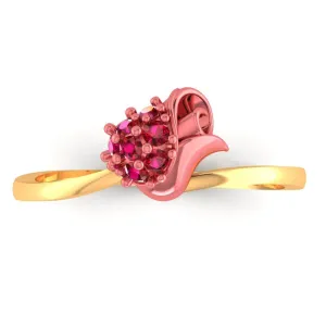 A Ring Made Of 22k Gold Featuring A Yellow Pattern And Red Stones