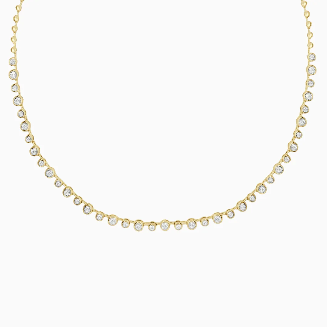 Alternating Bezel Diamond Station Necklace