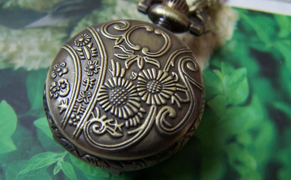 Antique Bronze Cupid Angel Pocket Watch A5733