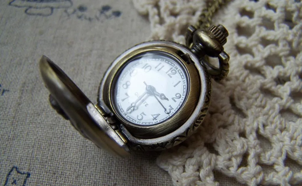 Antique Bronze Cupid Angel Pocket Watch A5733