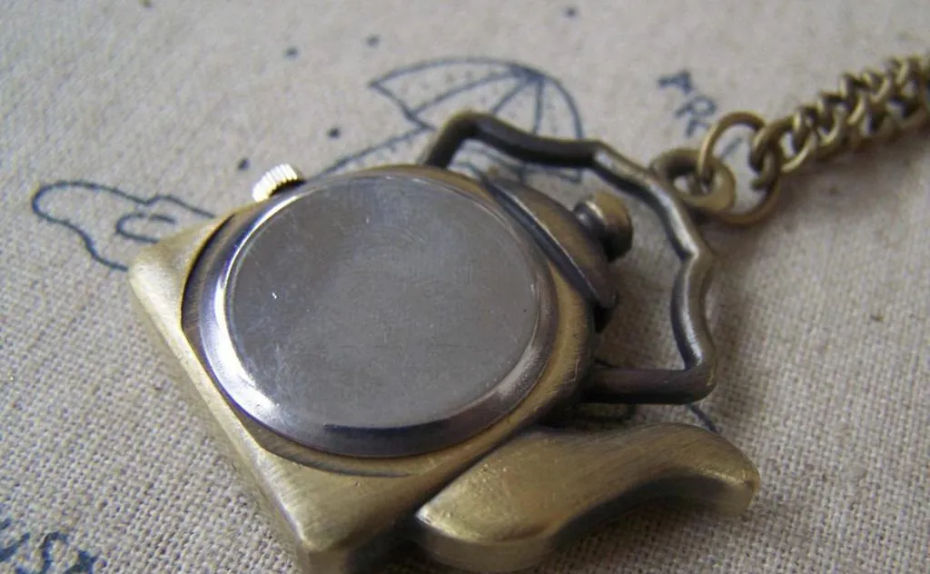 Antique Bronze Kettle Pocket Watch A4610