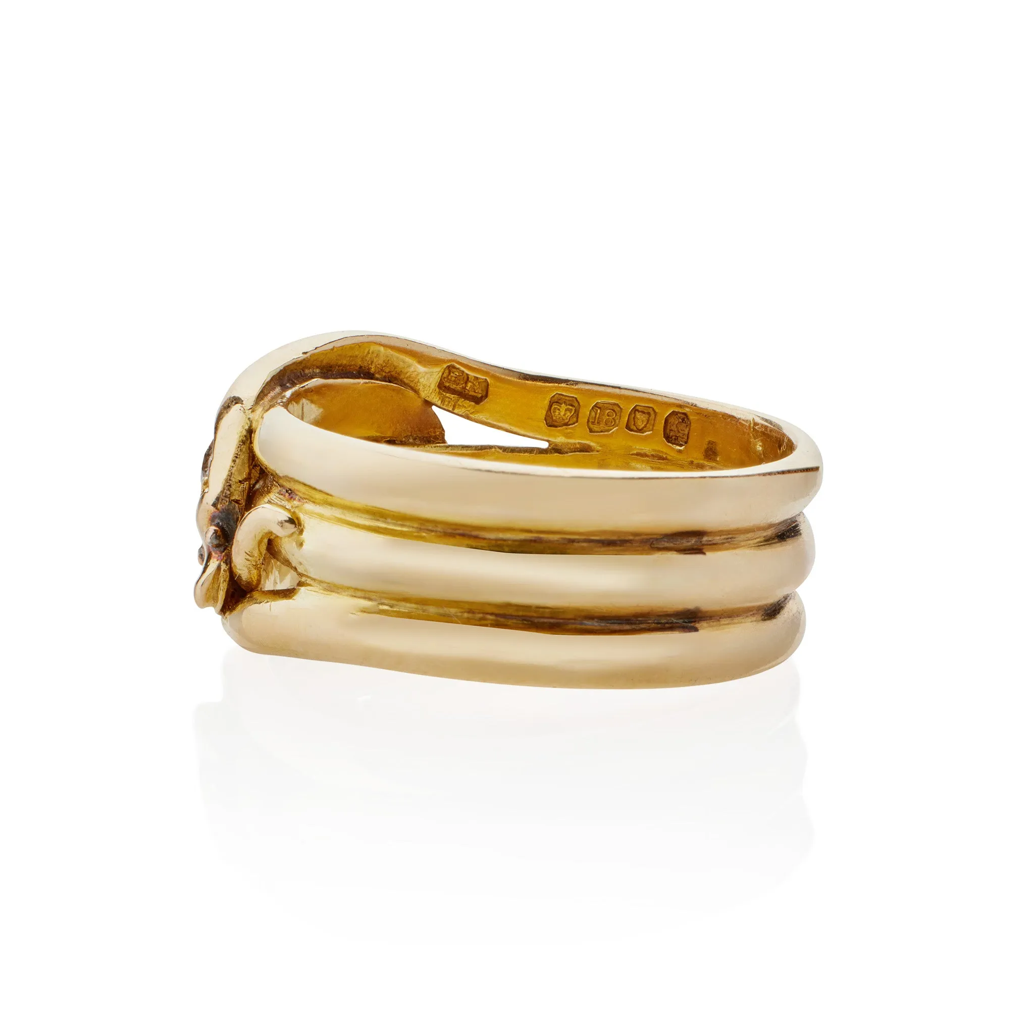 Antique English 18K Gold and Diamond Double Snake Ring