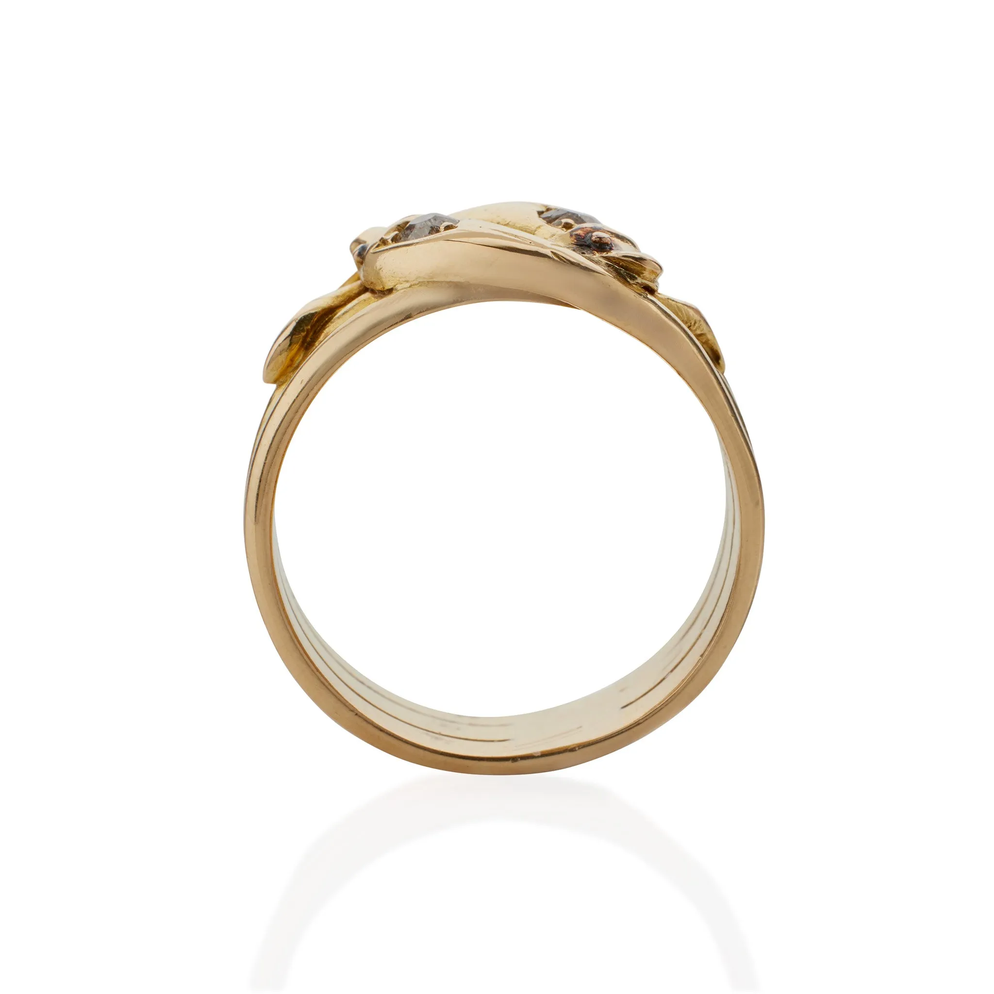 Antique English 18K Gold and Diamond Double Snake Ring