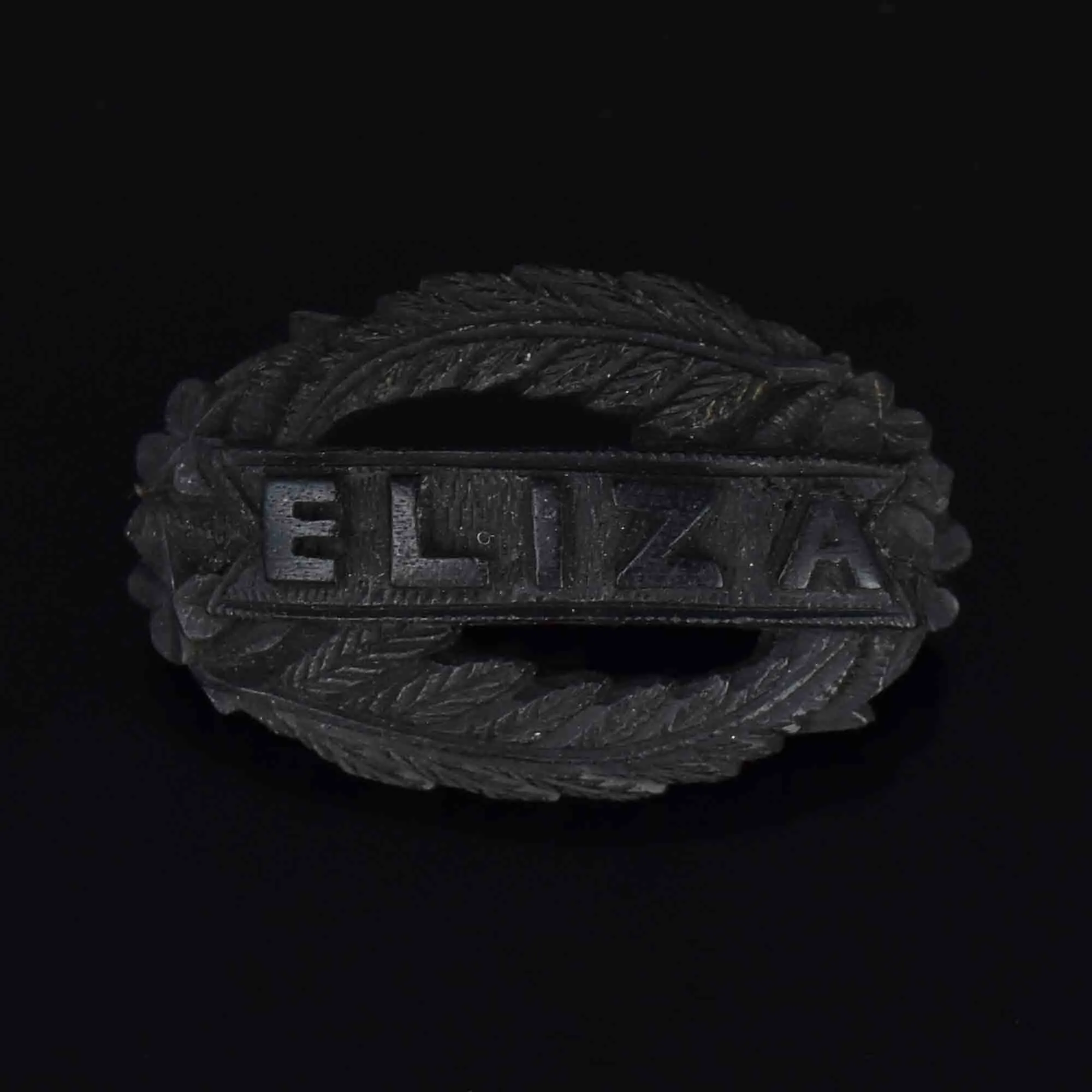 Antique Fern Frond Eliza Carved Bog Oak Brooch