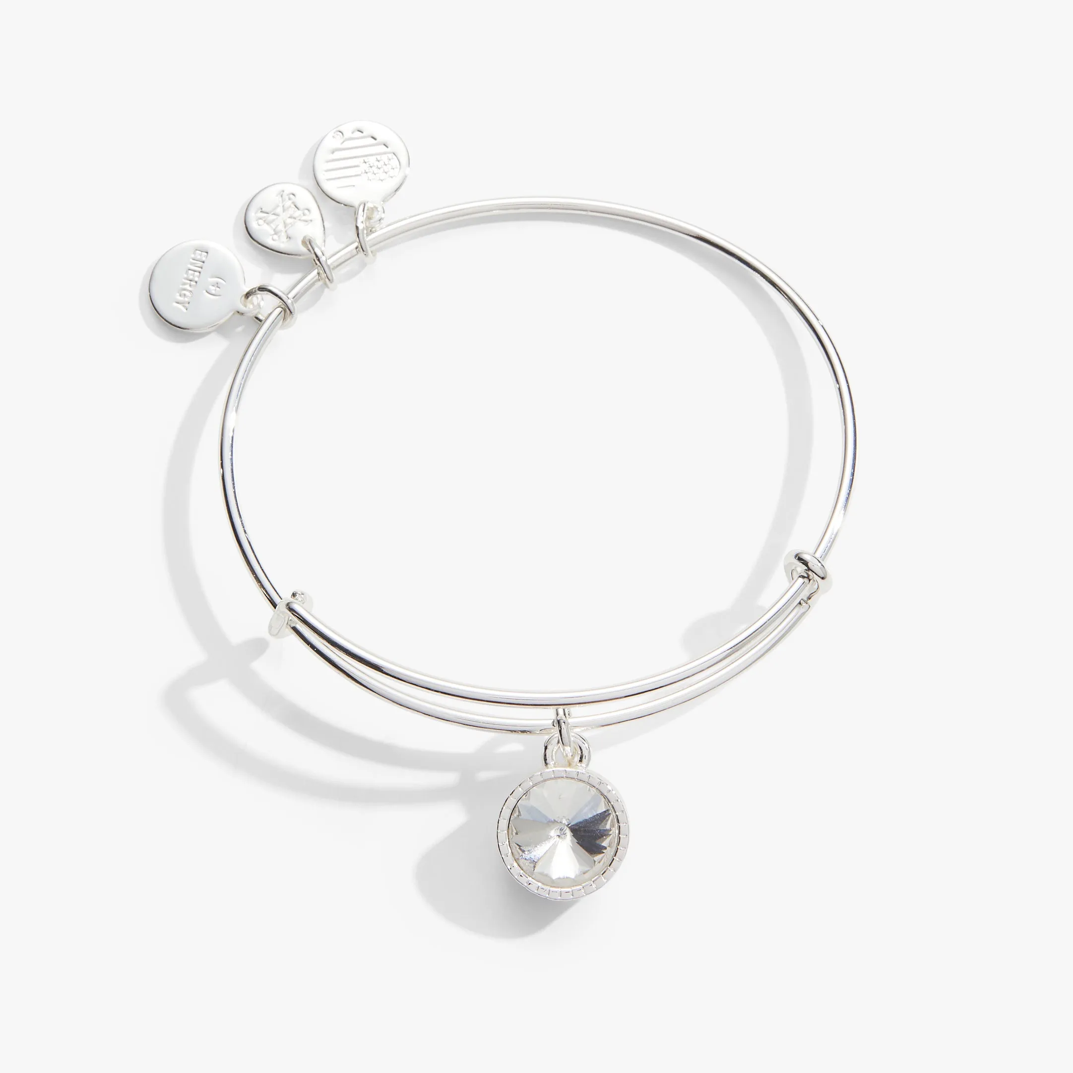 April Clear Crystal Birthstone Charm Bangle