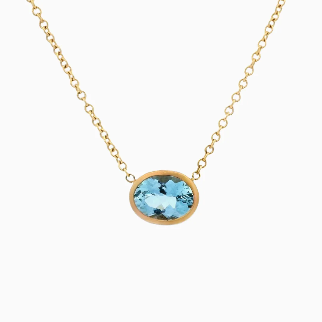 Aqua Bezel Necklace