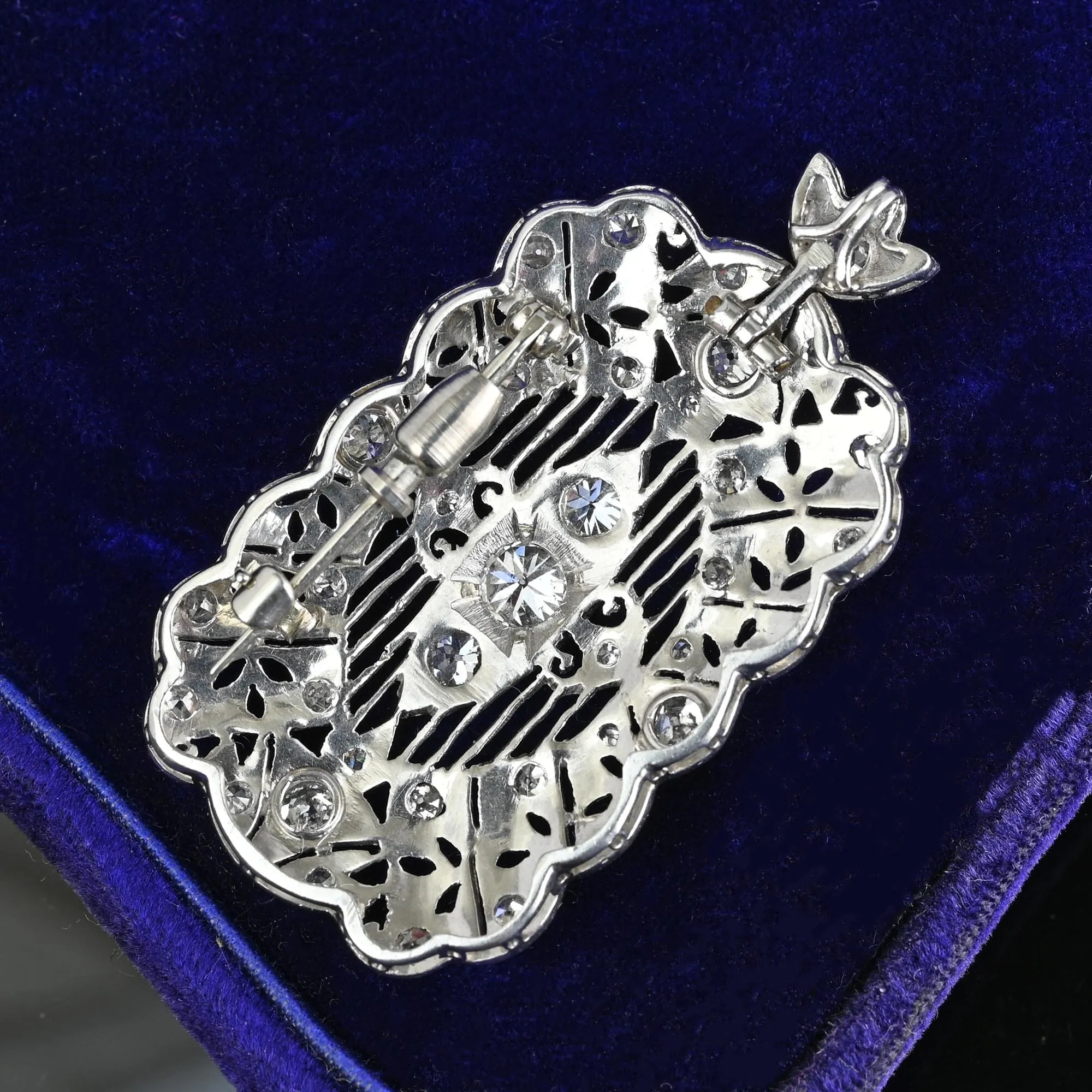 Art Deco Platinum 1.75 CTW Diamond Brooch Pendant