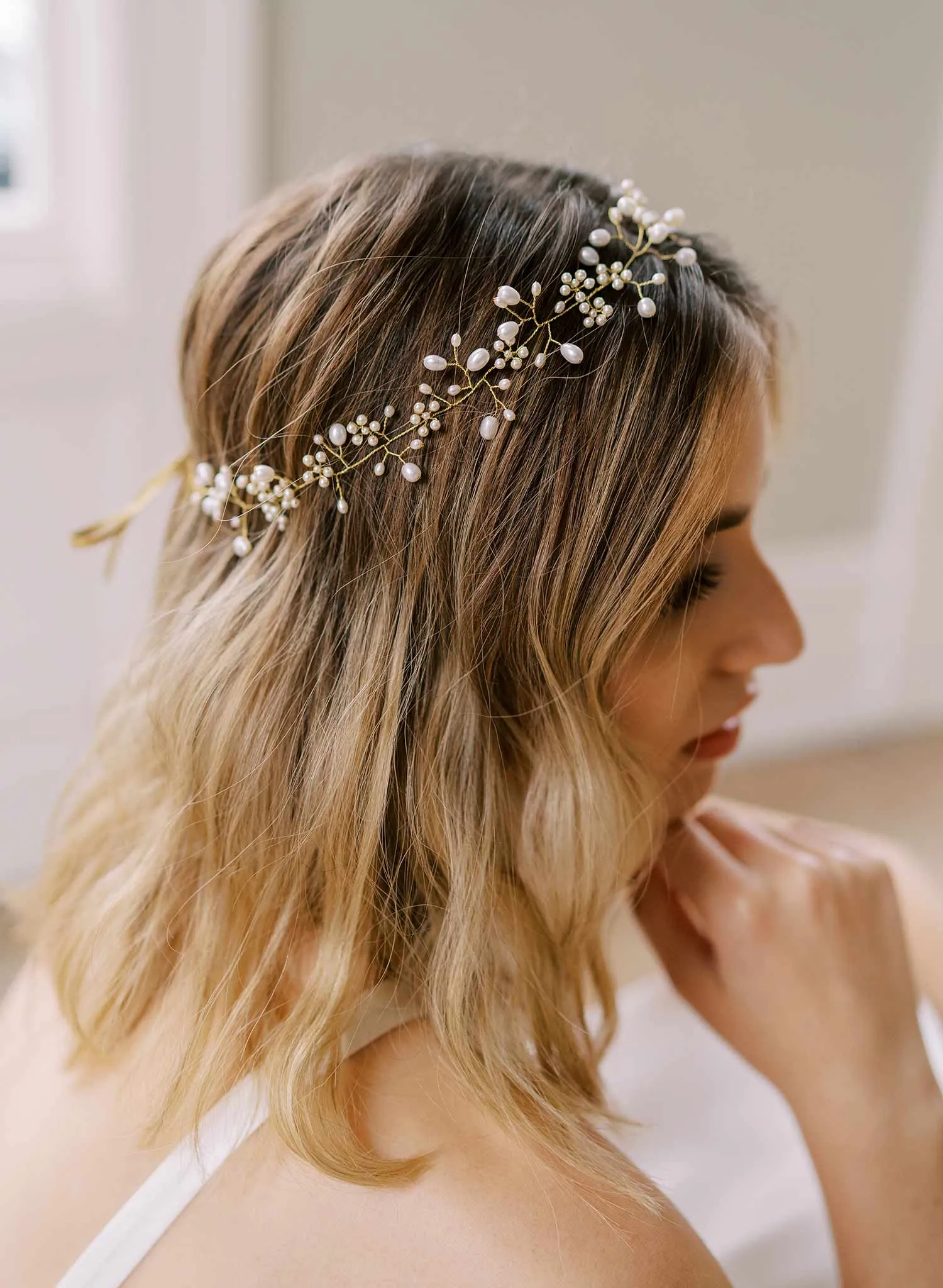 Baby's breath freshwater dainty hair vine - Style #2409