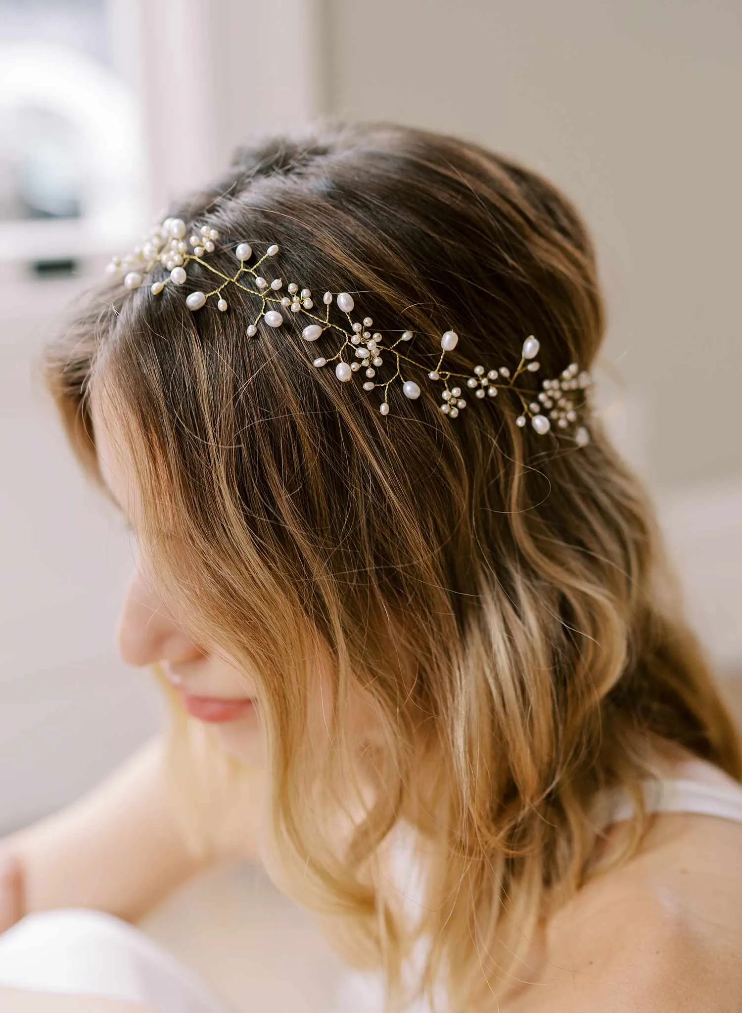 Baby's breath freshwater dainty hair vine - Style #2409