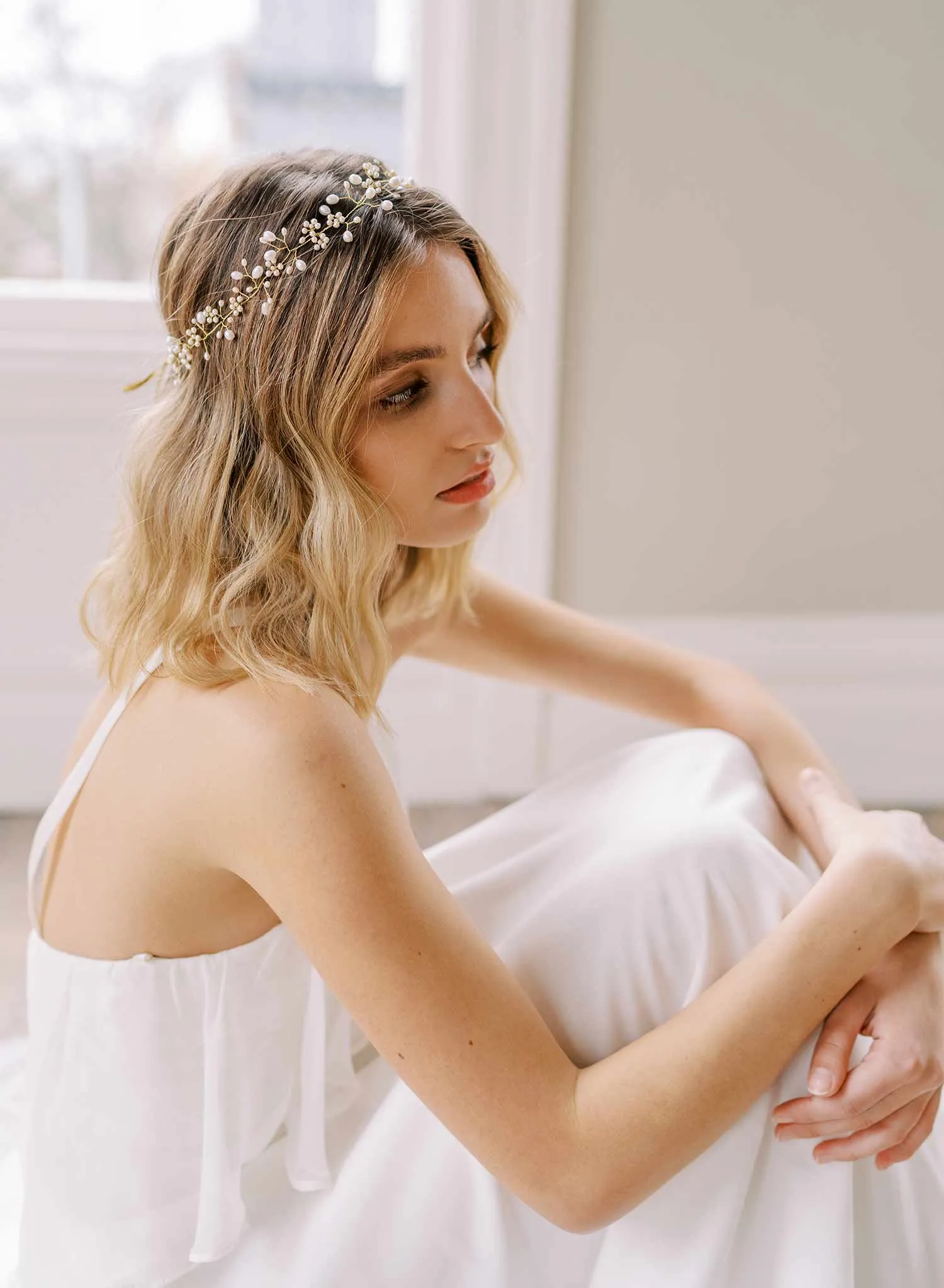 Baby's breath freshwater dainty hair vine - Style #2409