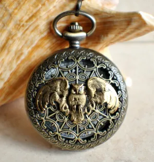 Barn Owl Battery Operated Pocket Watch