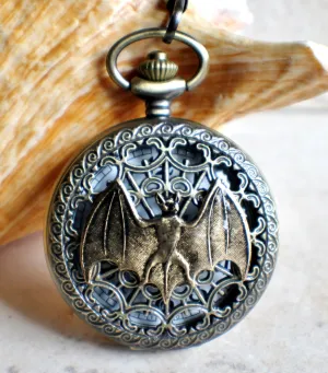 Bat battery operated pocket watch in bronze.