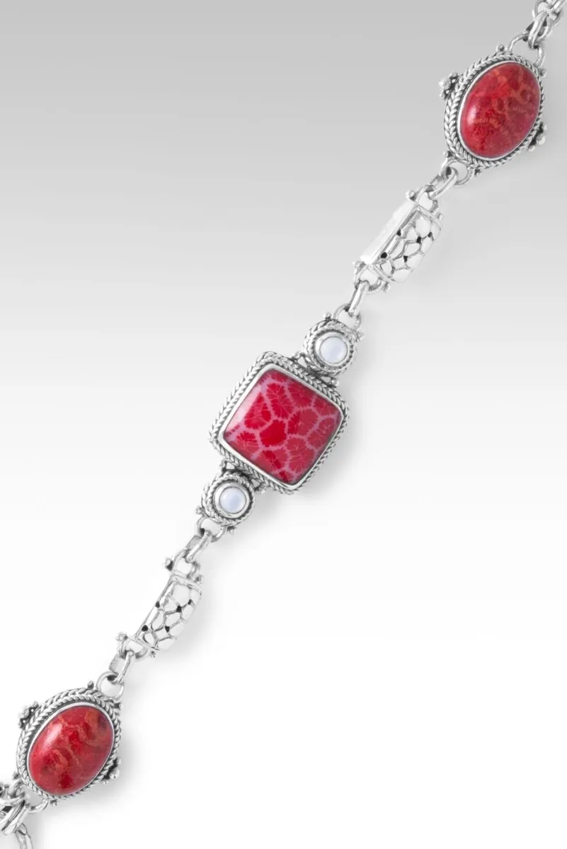Believe Always Bracelet? in Red Indonesian Coral, Red Sponge Coral & White Mother of Pearl
