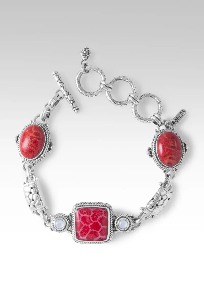 Believe Always Bracelet? in Red Indonesian Coral, Red Sponge Coral & White Mother of Pearl