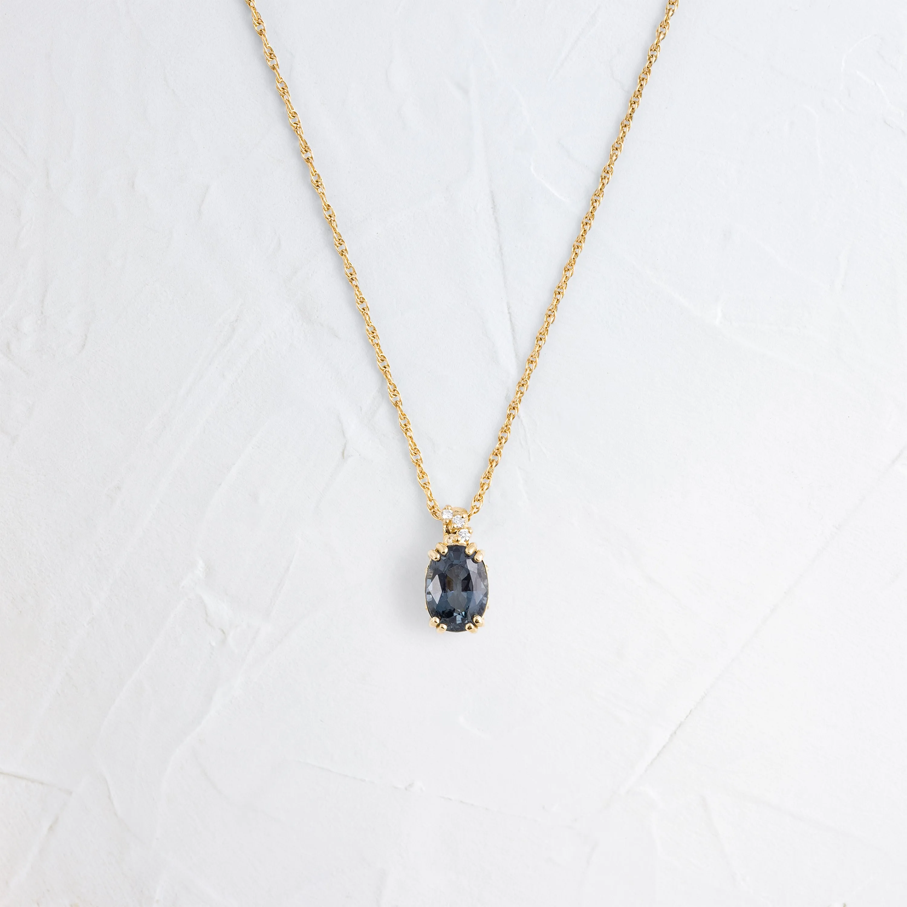 Bewilder Necklace, 0.86ct. Deep Gray-Blue Spinel
