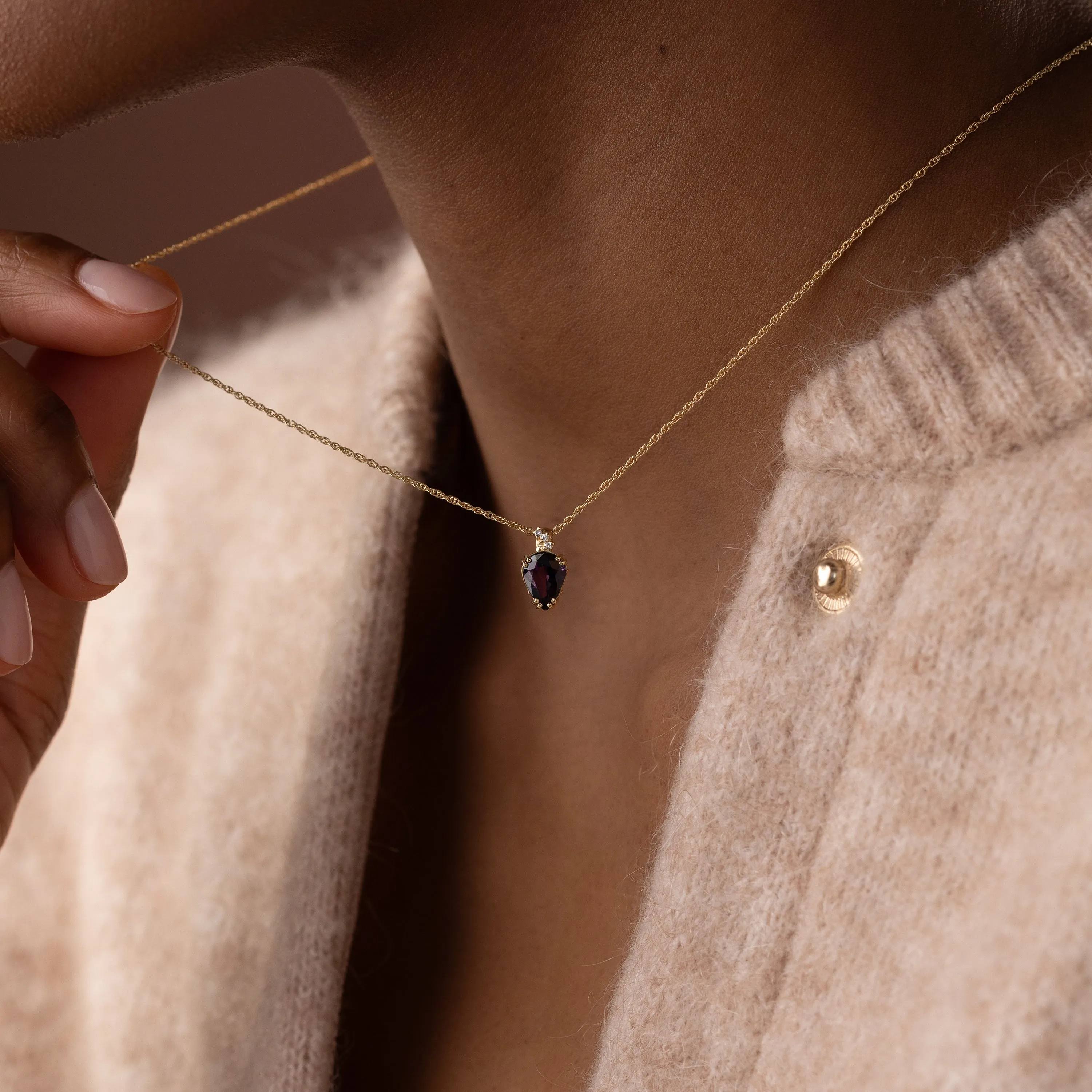 Bewilder Necklace, 0.95ct. Deep Purple Spinel