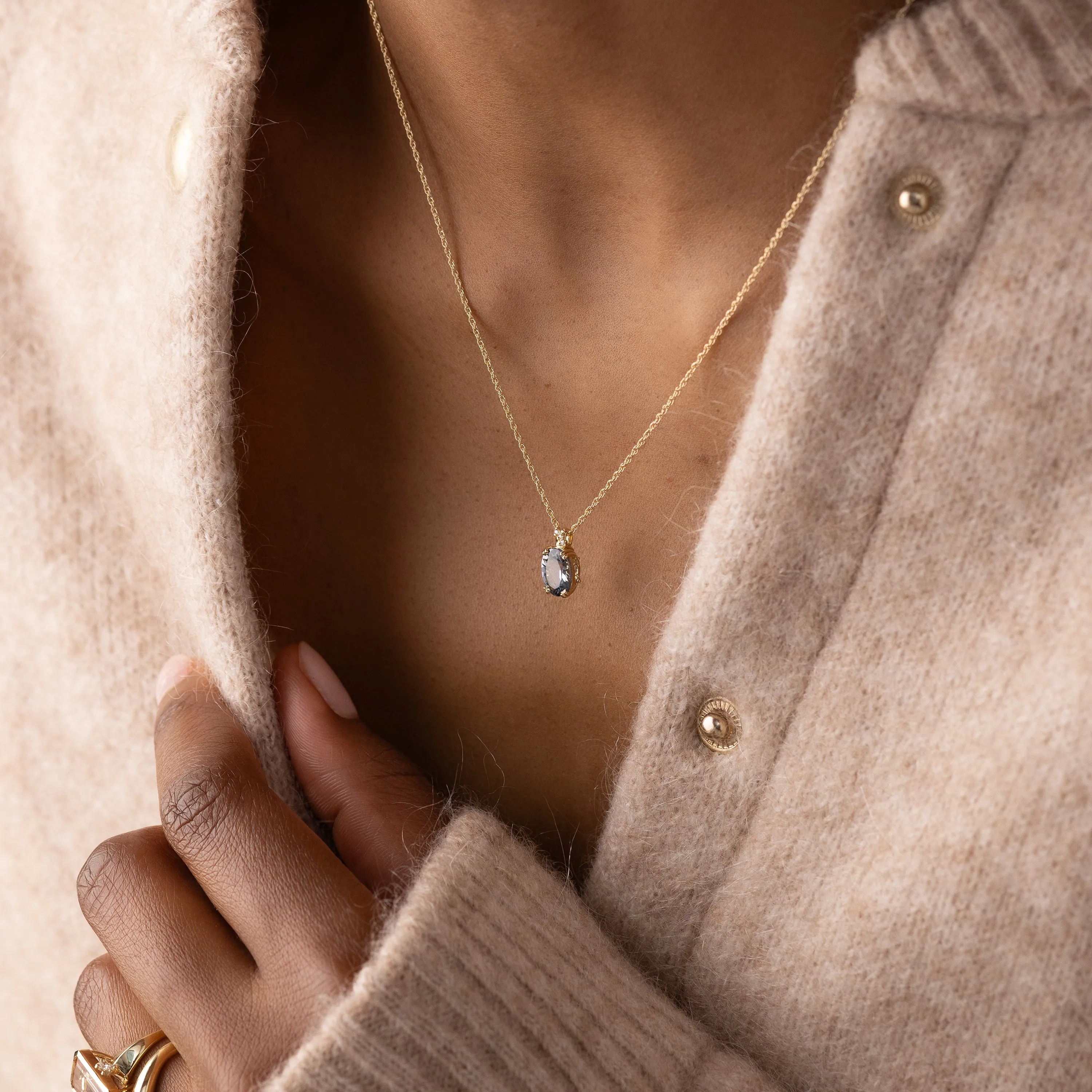 Bewilder Necklace, 1.25 ct. Light Gray-Blue Spinel