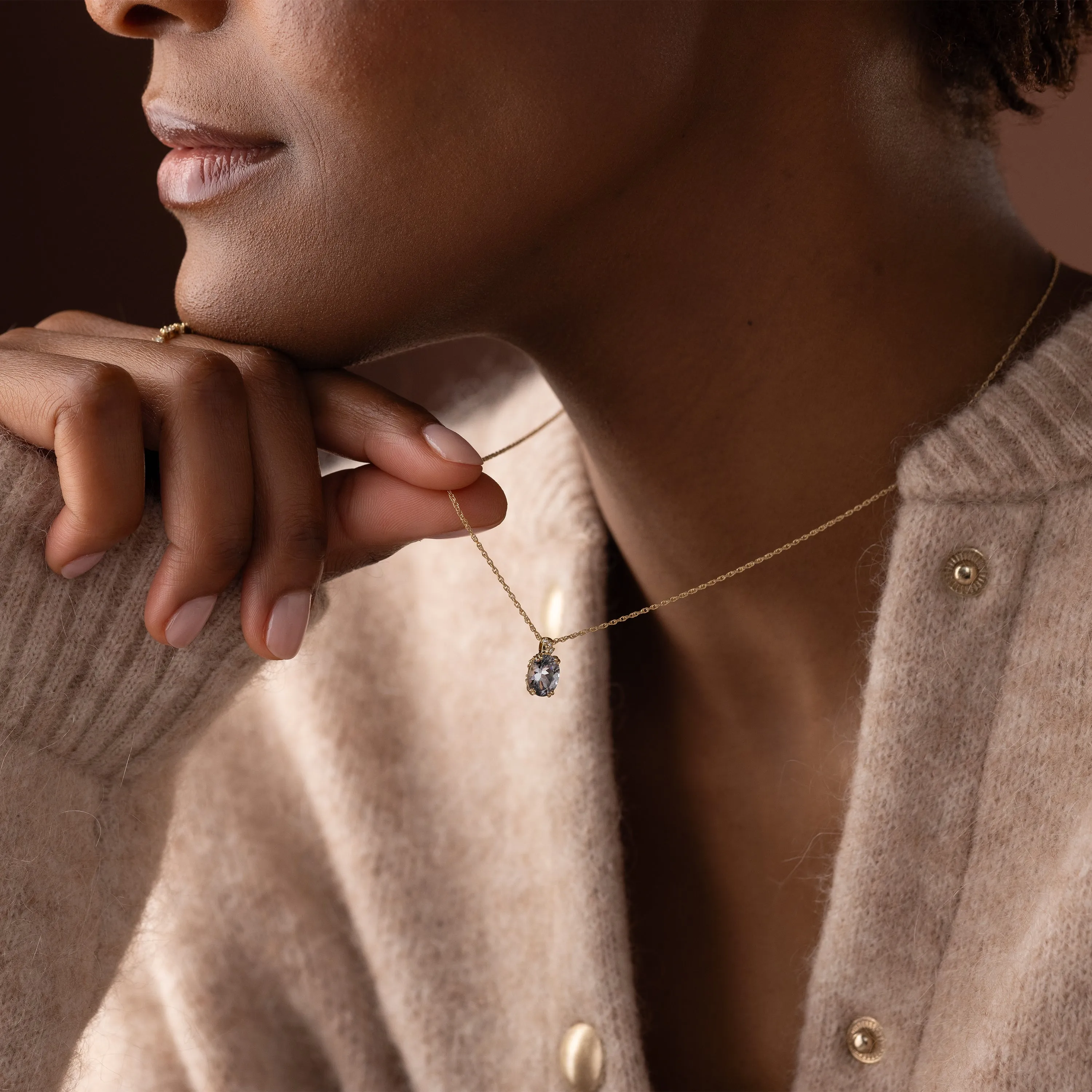 Bewilder Necklace, 1.25 ct. Light Gray-Blue Spinel