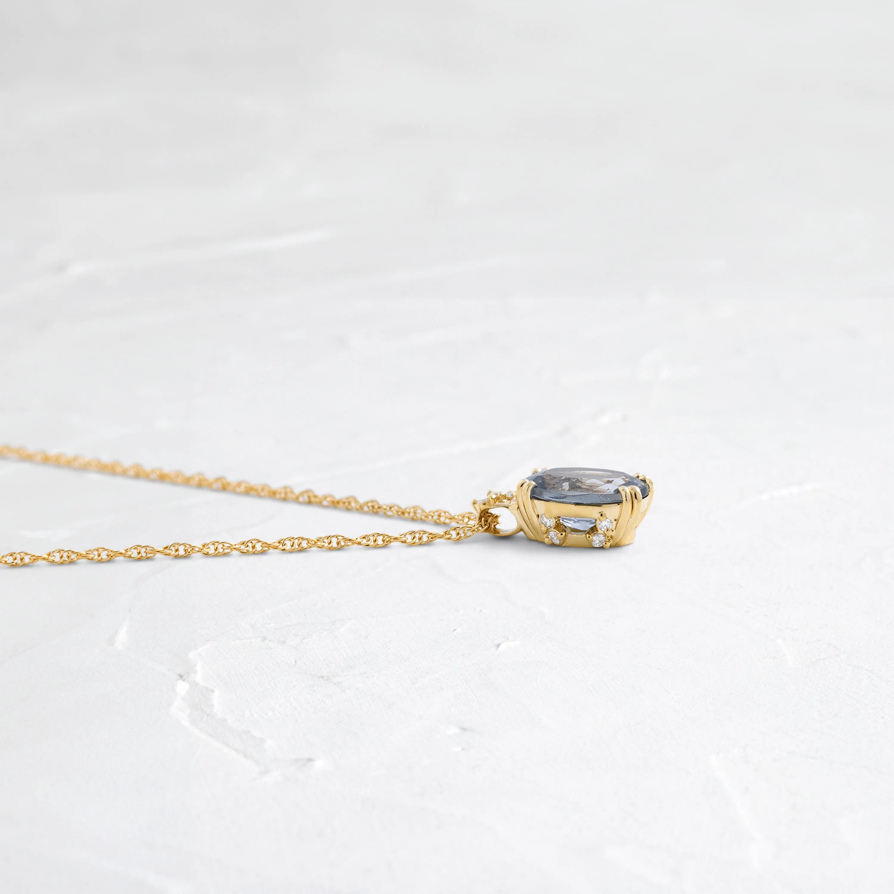 Bewilder Necklace, 1.41ct. Light Gray-Blue Spinel