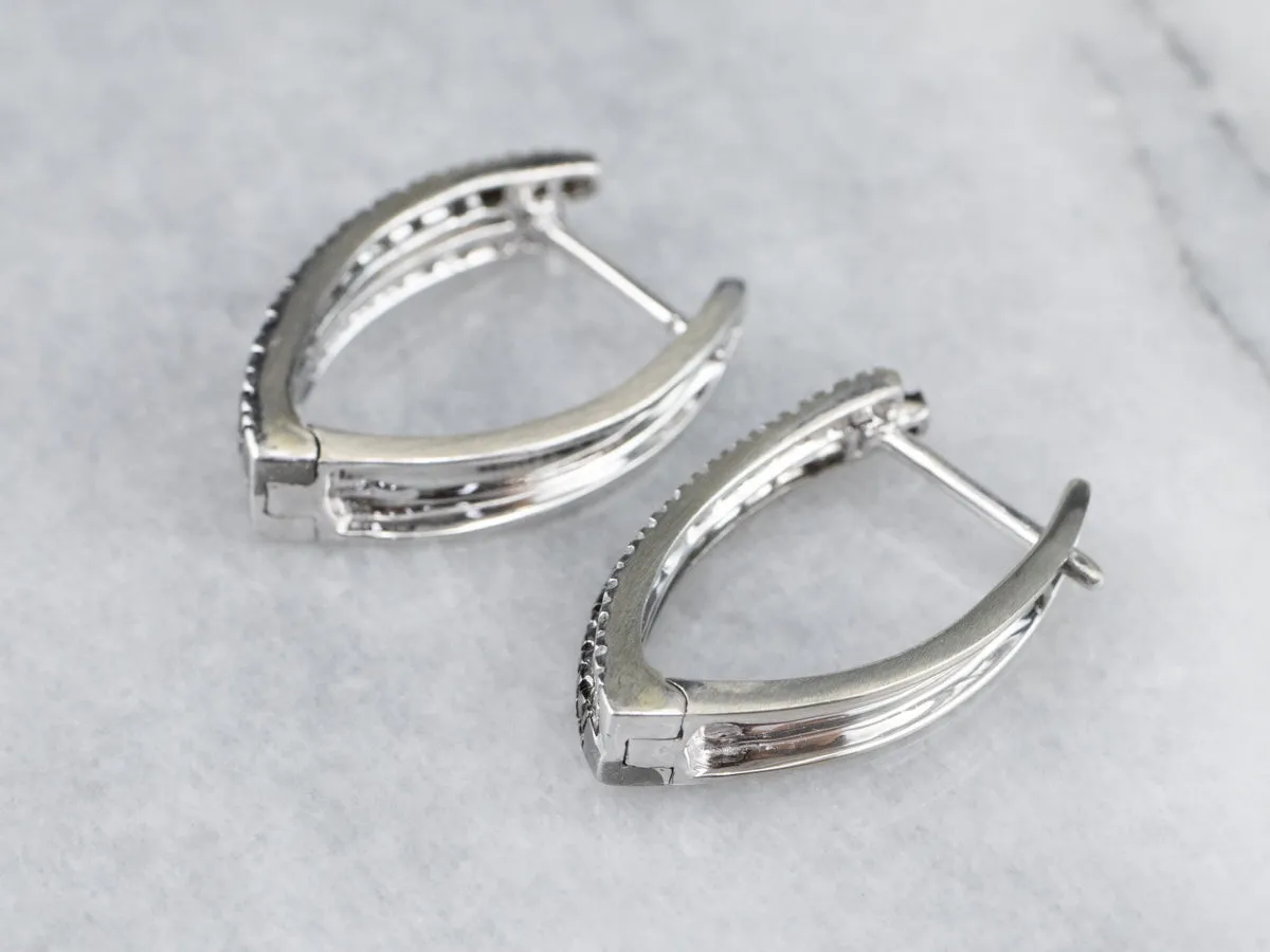 Black and White Diamond Hoop Earrings