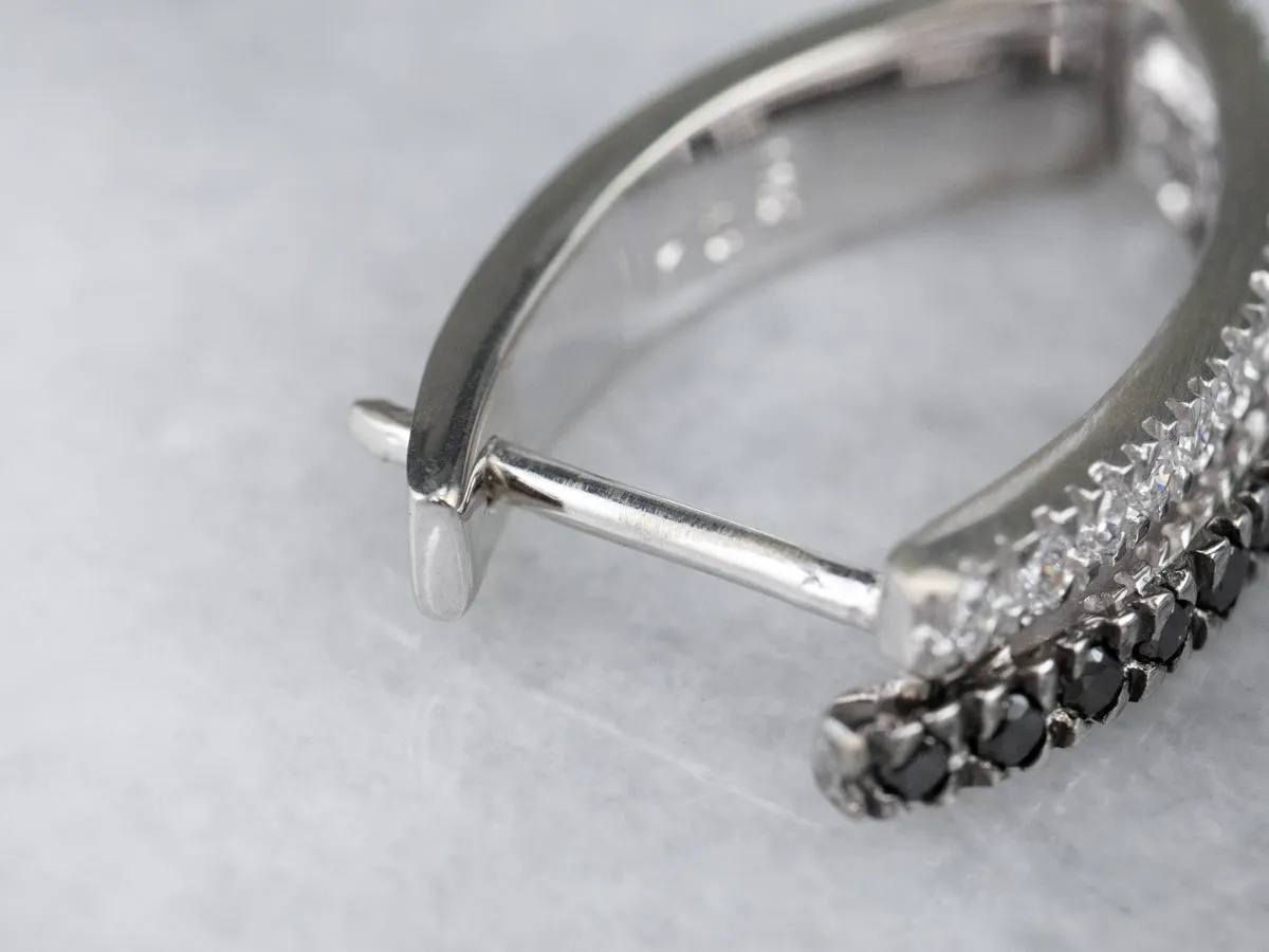 Black and White Diamond Hoop Earrings