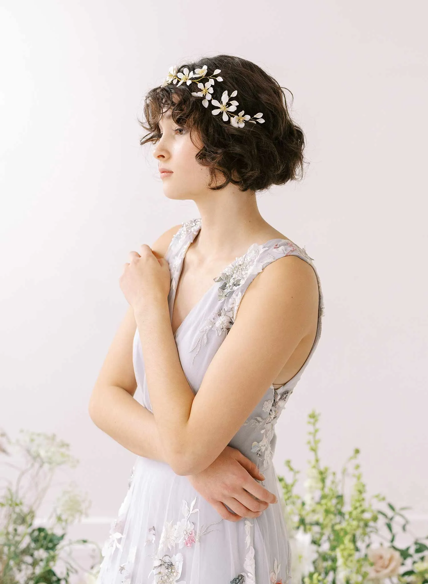 Blooming magnolia bridal hair vine - Style #2342